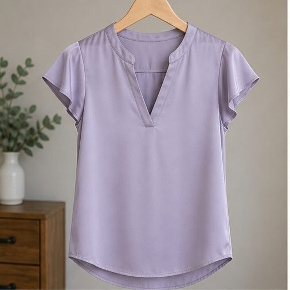 Lilac V Neck Top